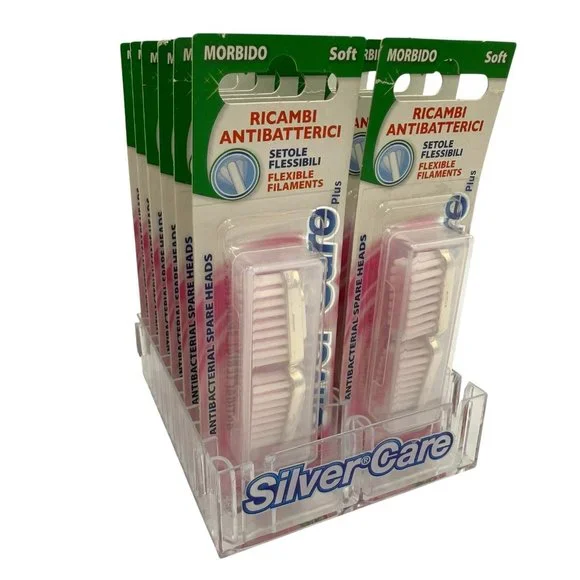 SilverCare Plus Flexible 2-Pc Toothbrush Spare Heads Soft Lot of 12 Packs
